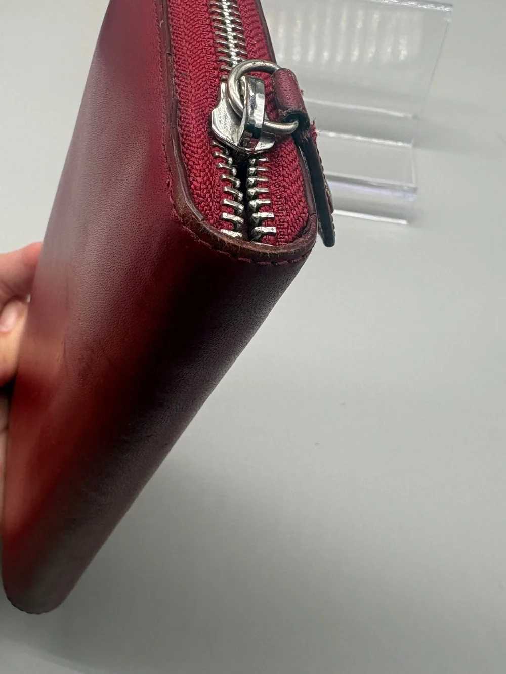 Vivienne Westwood Burgundy Zip-Around Leather Wallet with Orb Emblem